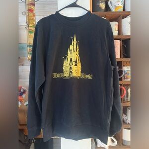 Walt Disney World Black Crewneck Sweatshirt with Gold Castle Medium